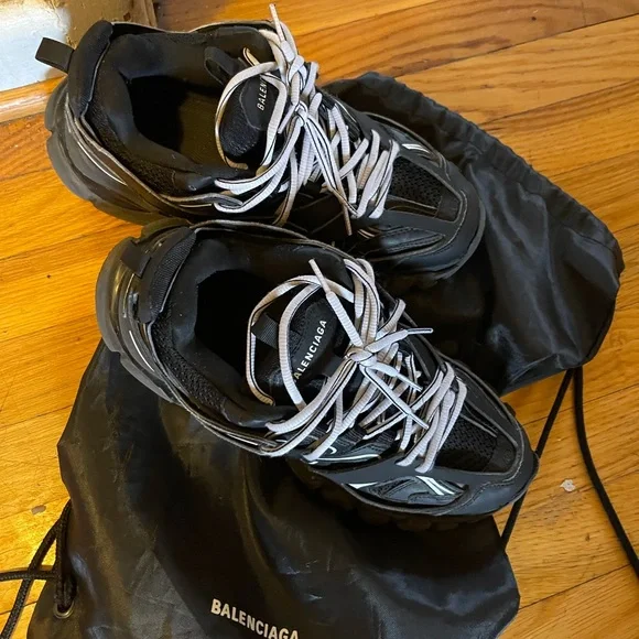 Balenciaga Men's Black and White Athletic Shoes